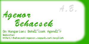 agenor behacsek business card